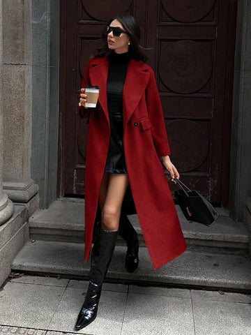 Lunessa Casual Long Woolen Collar Jacket