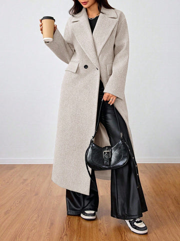 Lunessa Casual Long Woolen Collar Jacket