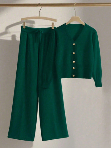 Women Casual Loose Knit Sweater & Pants Loungewear Set