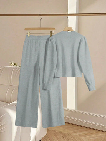 Women Casual Loose Knit Sweater & Pants Loungewear Set