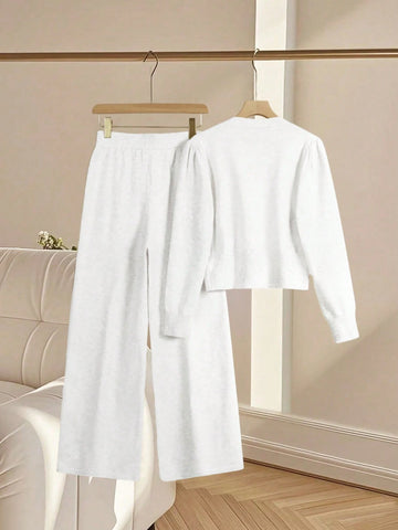 Women Casual Loose Knit Sweater & Pants Loungewear Set