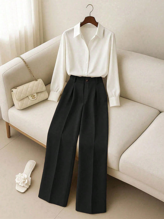 Franclia Button-Up Shirt & Pants Set