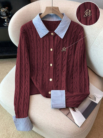 Fashionable Blogger-Inspired 2 In 1 Patchwork Knit Cropped Cardigan