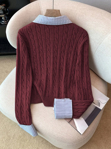 Fashionable Blogger-Inspired 2 In 1 Patchwork Knit Cropped Cardigan