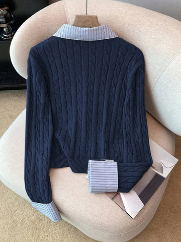 Fashionable Blogger-Inspired 2 In 1 Patchwork Knit Cropped Cardigan