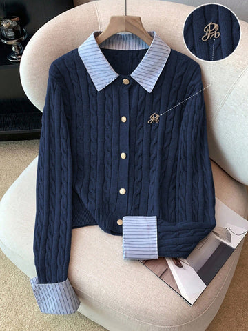 Fashionable Blogger-Inspired 2 In 1 Patchwork Knit Cropped Cardigan