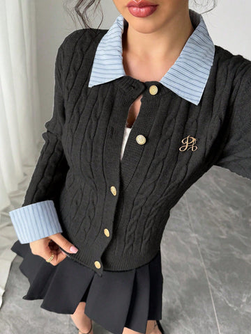 Fashionable Blogger-Inspired 2 In 1 Patchwork Knit Cropped Cardigan