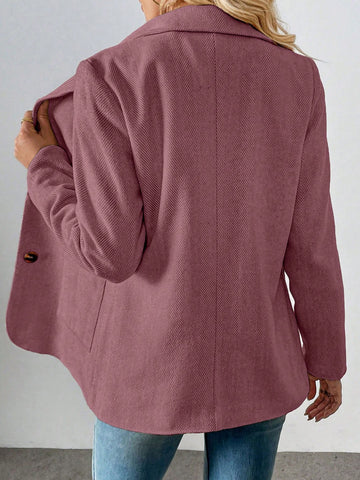 Women's Herringbone Beige Wool Blazer