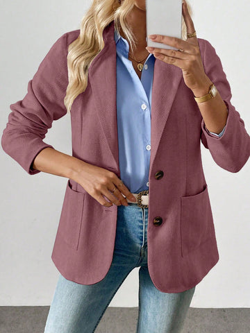 Women's Herringbone Beige Wool Blazer