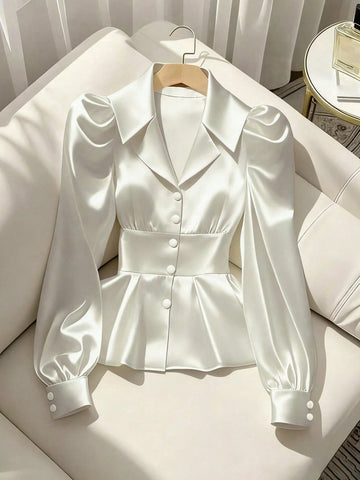 Elegant Classic Versatile Poplin Long Sleeve Fitted Shirt