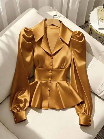 Elegant Classic Versatile Poplin Long Sleeve Fitted Shirt