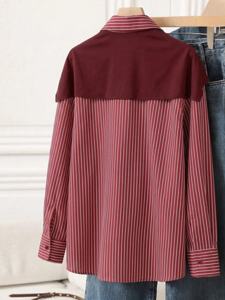 Solid Color Shawl 2 In 1 Regular Long Sleeve Shirt