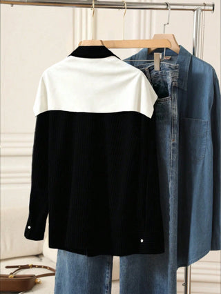 Solid Color Shawl 2 In 1 Regular Long Sleeve Shirt