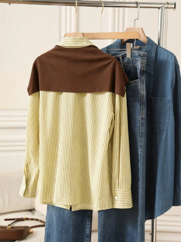 Solid Color Shawl 2 In 1 Regular Long Sleeve Shirt