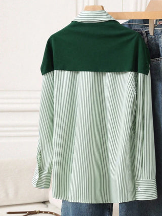 Solid Color Shawl 2 In 1 Regular Long Sleeve Shirt