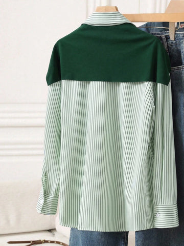 Solid Color Shawl 2 In 1 Regular Long Sleeve Shirt