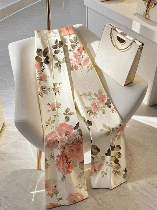 Floral Print Office Pants