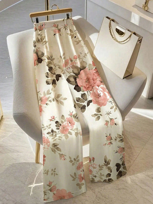 Floral Print Office Pants