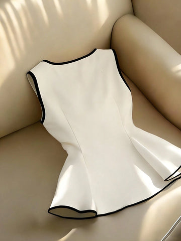 Women's Elegant Contrast Color Trim Bow Decor Camisole Top