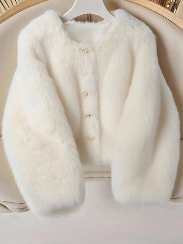 Women's Solid Color Long Sleeve Single-Breasted Loose Casual Faux Fur Coat