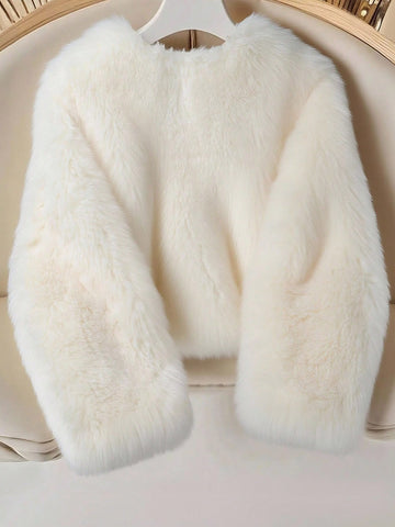 Women's Solid Color Long Sleeve Single-Breasted Loose Casual Faux Fur Coat