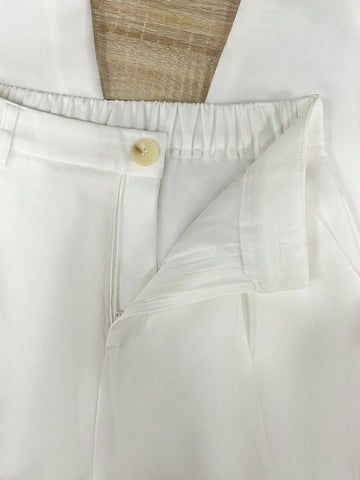 Women's Solid Color Round Neck Long Sleeve T-Shirt And Pleated Long Pants