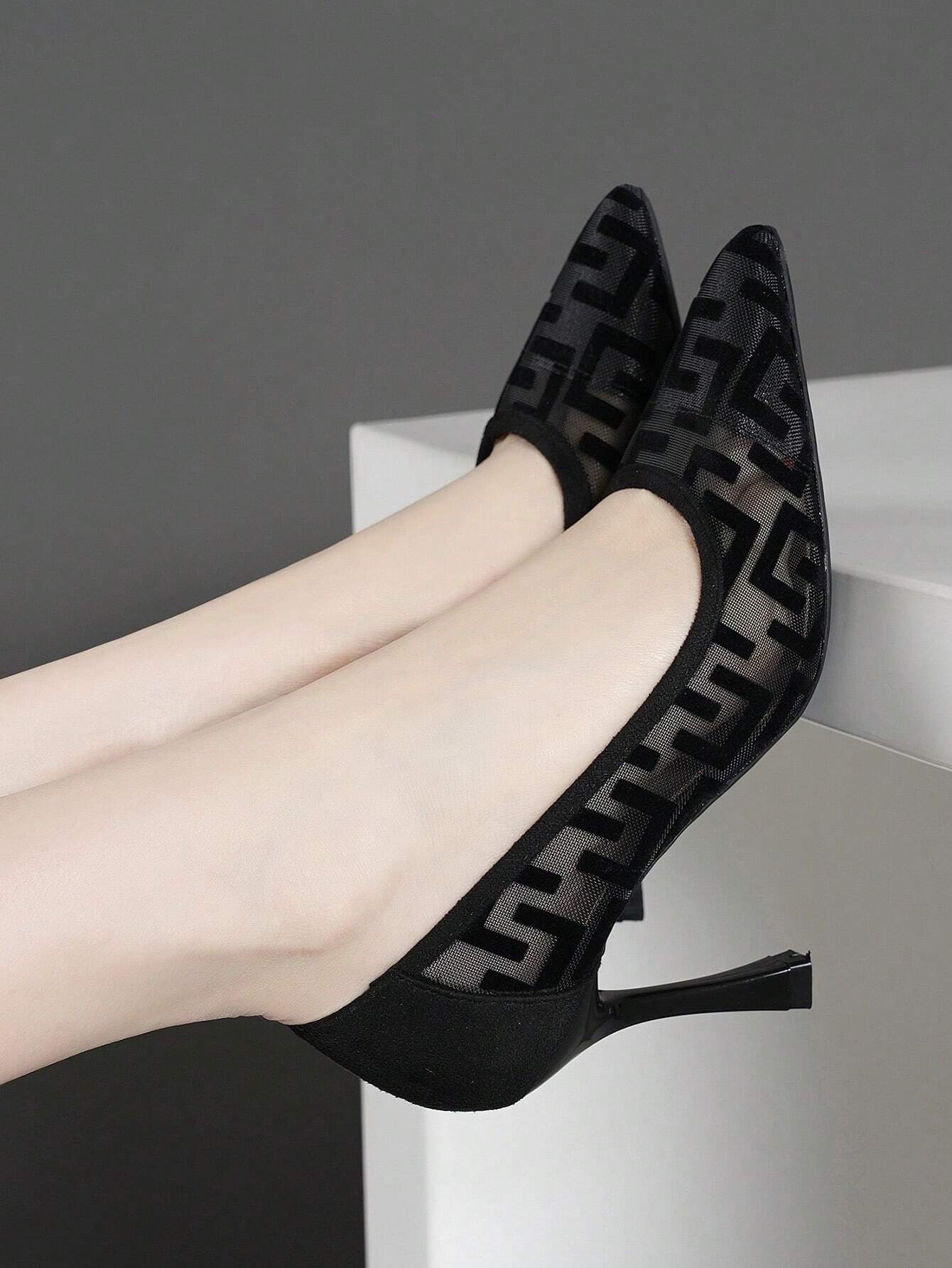 French lace high heels thin openwork breathable pointed fashion high heels