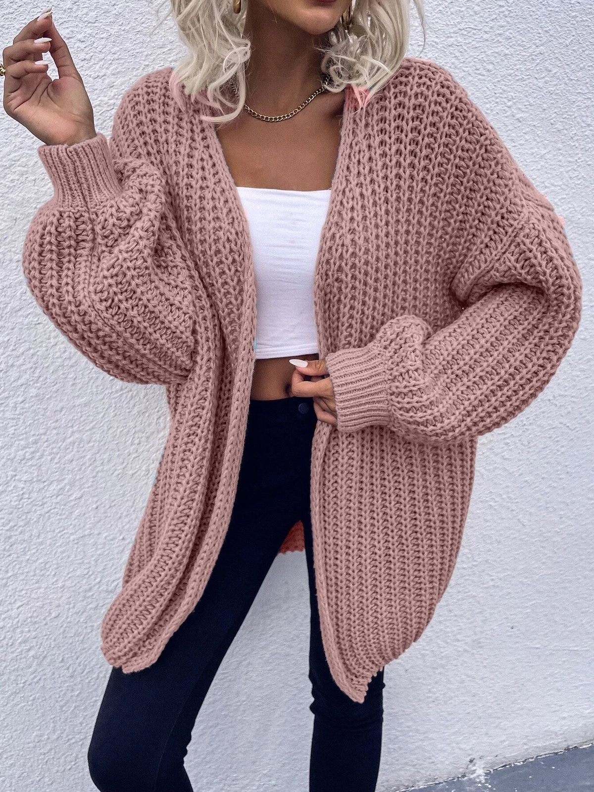 Frenchy Chunky Knit Drop Shoulder Cardigan