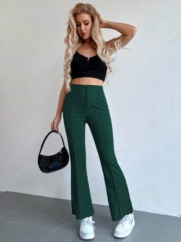 Frenchy Seam Front High Waist Flare Leg Pants