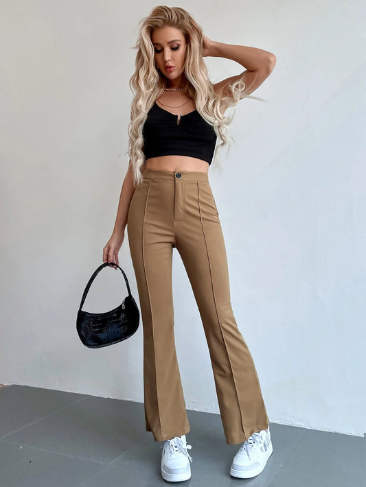 Frenchy Seam Front High Waist Flare Leg Pants