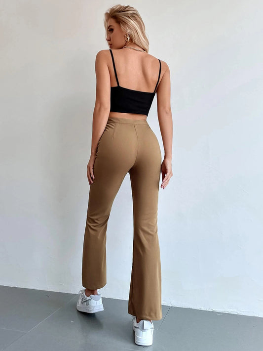 Frenchy Seam Front High Waist Flare Leg Pants