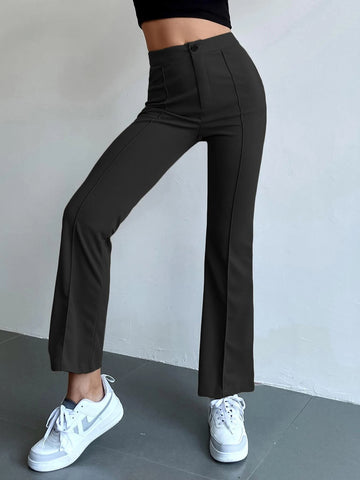 Frenchy Seam Front High Waist Flare Leg Pants