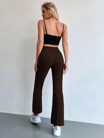 Frenchy Seam Front High Waist Flare Leg Pants