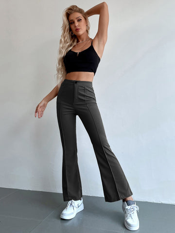 Frenchy Seam Front High Waist Flare Leg Pants