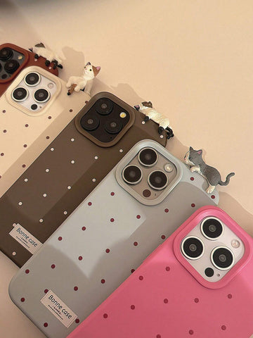 1pc GUCADI Blue Polka Dot + 3D Cute Lying Cat Soft Case