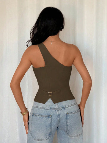 Sleeveless One-Shoulder Casual Fashion Blazer