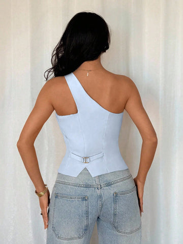 Sleeveless One-Shoulder Casual Fashion Blazer