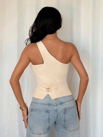 Sleeveless One-Shoulder Casual Fashion Blazer