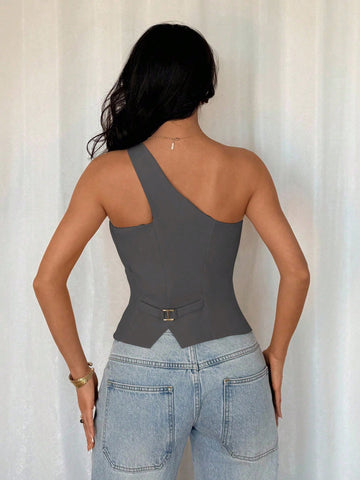 Sleeveless One-Shoulder Casual Fashion Blazer