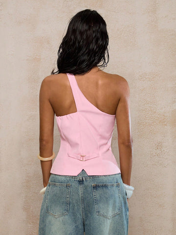 Sleeveless One-Shoulder Casual Fashion Blazer
