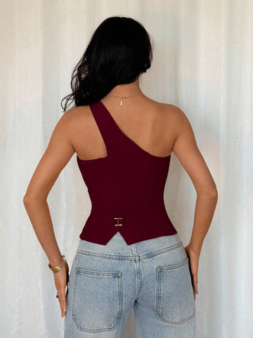 Sleeveless One-Shoulder Casual Fashion Blazer