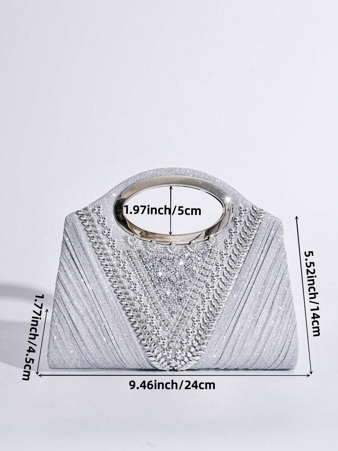 Glitter Clutch Bag With Diamond-Inspired Festive Evening Handbag And Chain Strap