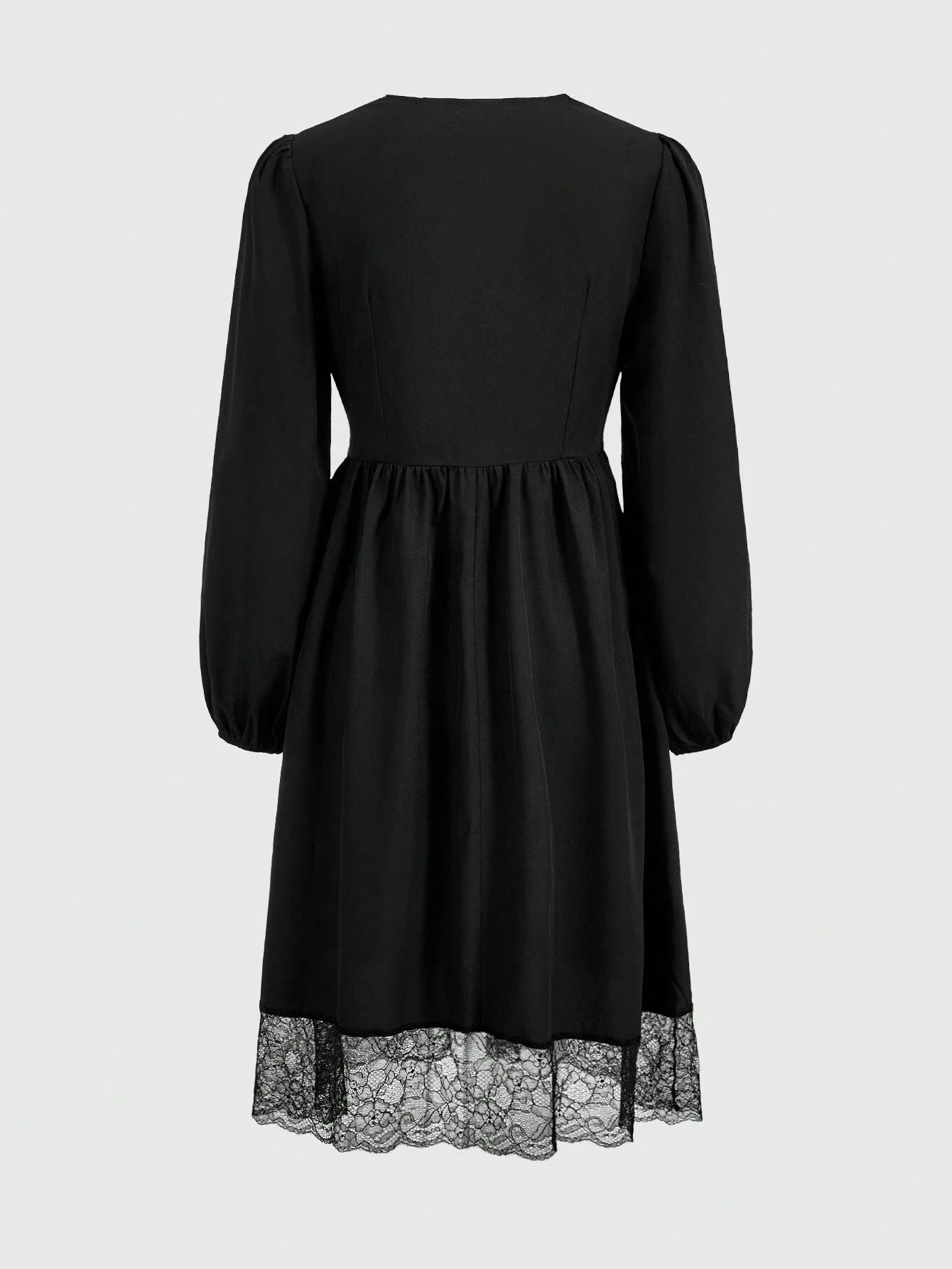 Goth Contrast Lace Belted Dress