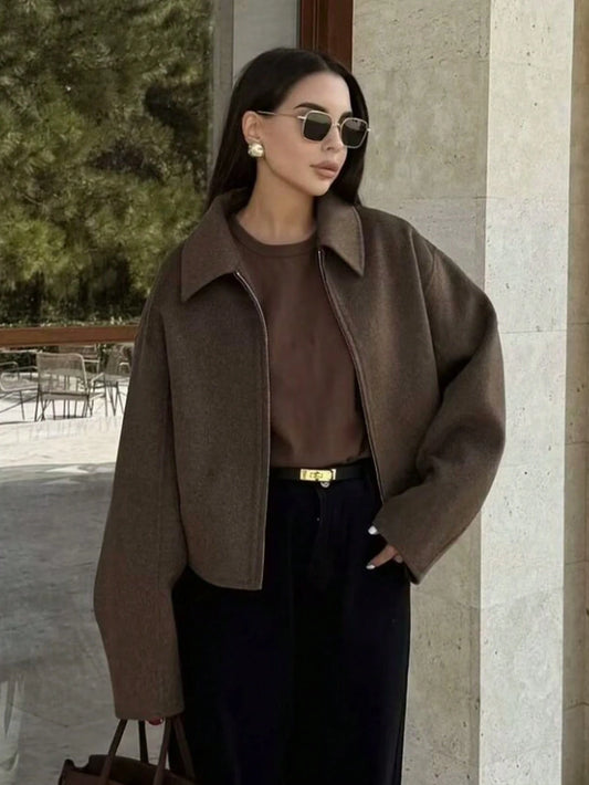 Fashion Retro Lapel Long Sleeve Jacket With Pockets