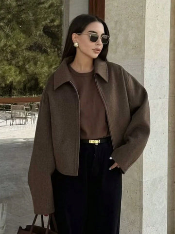 Fashion Retro Lapel Long Sleeve Jacket With Pockets