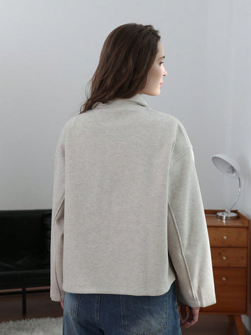 Fashion Retro Lapel Long Sleeve Jacket With Pockets