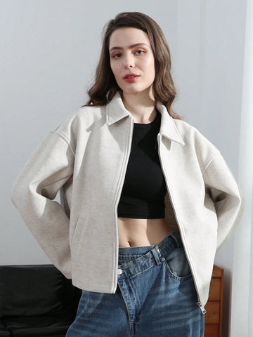 Fashion Retro Lapel Long Sleeve Jacket With Pockets