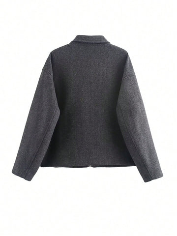 Fashion Retro Lapel Long Sleeve Jacket With Pockets