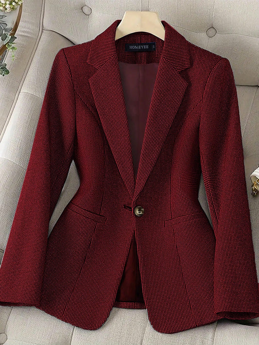 Lapel Collar Long Sleeve Retro Casual Elegant Business Office OL Top Jacket