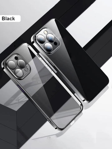 1pc Electroplated Lens Protection Thin Hard Transparent Phone Case With Dust Net